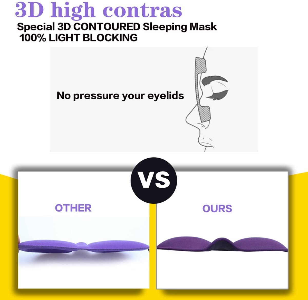 REEBENT 3D Eye mask for Sleeping,Machine Washable, Sleep Mask for Women, Blinder Blindfold Airplane(Black+Gray)