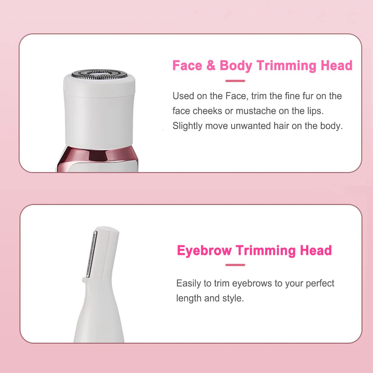Bikini Trimmer for Women, Electric Razor Hair Shaver for Face Nose Eyebrow Beard Mustache Arm Leg Armpit Bikini, Replaceable Lady Facial Razor, Painless Rechargeable 4 in 1 Women Body Shaver for Trip