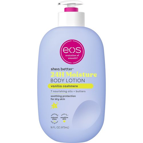Eos Shea Better Body Lotion - Vanilla Cashmere | 24-Hour Moisture, Lightweight & Non-Greasy, 16 fl oz
