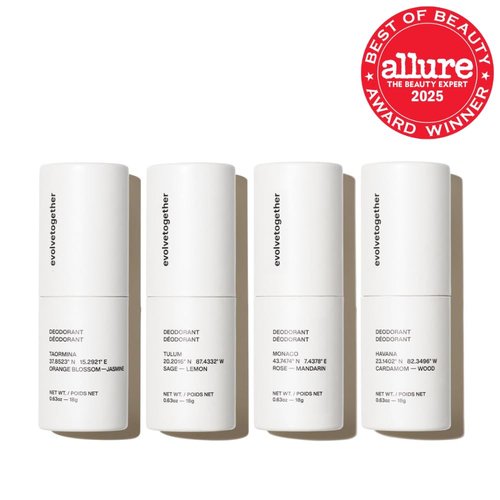 EvolveTogether Aluminum-Free Natural Deodorant - 4 Pack Travel Set | Vegan & Cruelty-Free, Soothes Skin