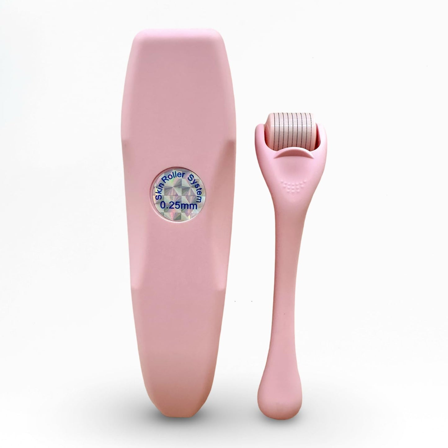 Derma Roller Microneedling Roller, 0.25mm Stainless Steel, Roller for Face, Beard, Hair, Body, Microneedle Derm Stamp with Storage Case | For Women and Men | (Matte Baby Pink)