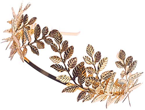 Sither Bridal Gold Leaf Crown Headband Olive Leaves Tiara Headpiece for Wedding Party Prom Halloween Festival Hair Accessories (gold)