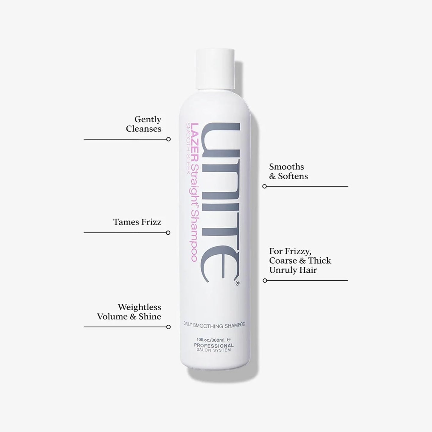 UNITE Hair LAZER Straight Shampoo & Conditioner - Smooths, Softens & Controls Frizz - 10 Fl Oz & 8 Fl Oz