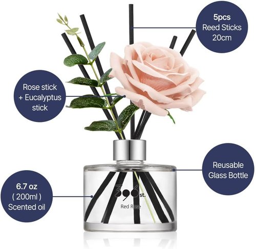 396 St. Rose Flower Reed Diffuser - Vanilla Lavender Scent | 200ml (6.7oz) Home Fragrance Decor
