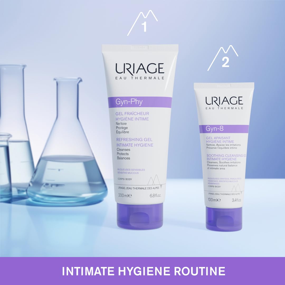 Uriage Gyn-Phy Intimate Wash - Refreshing Daily Hygiene Gel for Sensitive Areas | Foaming Floral Fragrance