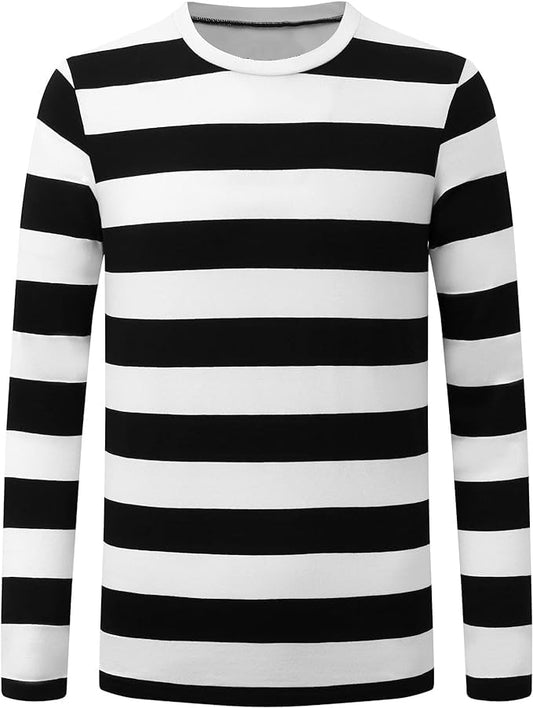 Adult Kid Striped T-Shirt Men Women Couple Shirt Long Sleeve Tops Black Woman-S