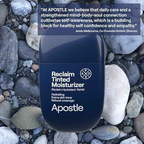 APOSTLE Reclaim Tinted Moisturizer for Men (9 Kingston) - Niacinamide, Vitamin E, Squalane, Hyaluronic Acid, Tinted Face Moisturizer For Men. Hydrates, Evens Skin Tone, Reduces Fine Lines, 1 Fl. Oz.