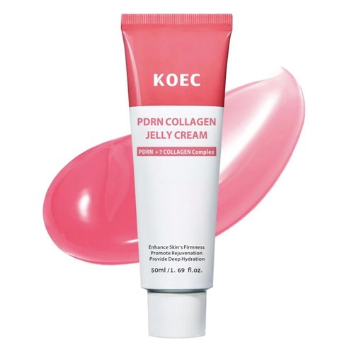 KOEC PDRN Collagen Jelly Cream - Deep Hydrating & Firming Face Moisturizer | 1.69 Fl Oz, Pink Peptide Skincare