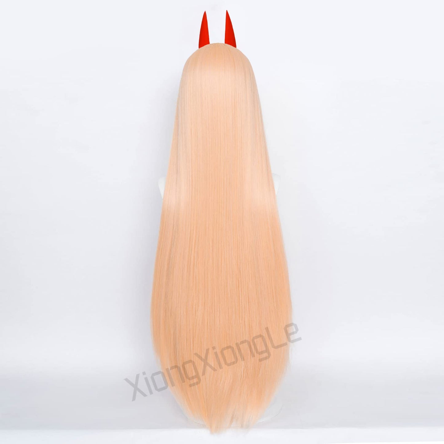 XiongXiongLe Power Orange Long Straight Cosplay Wig Anime Chainsaw Man Horns Heat Resistant Fiber Synthetic Women's Costume Hair with Cap Wig for Party Halloween(Power)