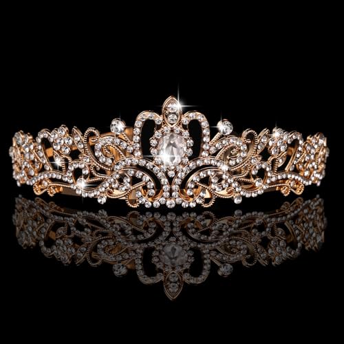 Kamirola - Gold Crystal Tiara Crowns For Women Girls Princess Elegant Crown with Combs Women's Headbands Bridal Wedding Prom Birthday Party Headbands for Women