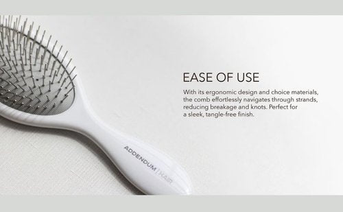 Addendum Hair Luxury Wet Hair Brush - Ergonomic Detangler with Stainless Steel Bristles - Durable & Hygienic - White