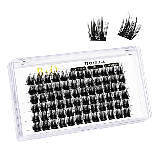 Lash Clusters B52 D Curl 10mm DIY Eyelash Extensions 72 Clusters Lashes Volume Individual Lashes Eyelash Clusters Extensions Individual Lashes Cluster DIY at Home (B52,D-10mm)