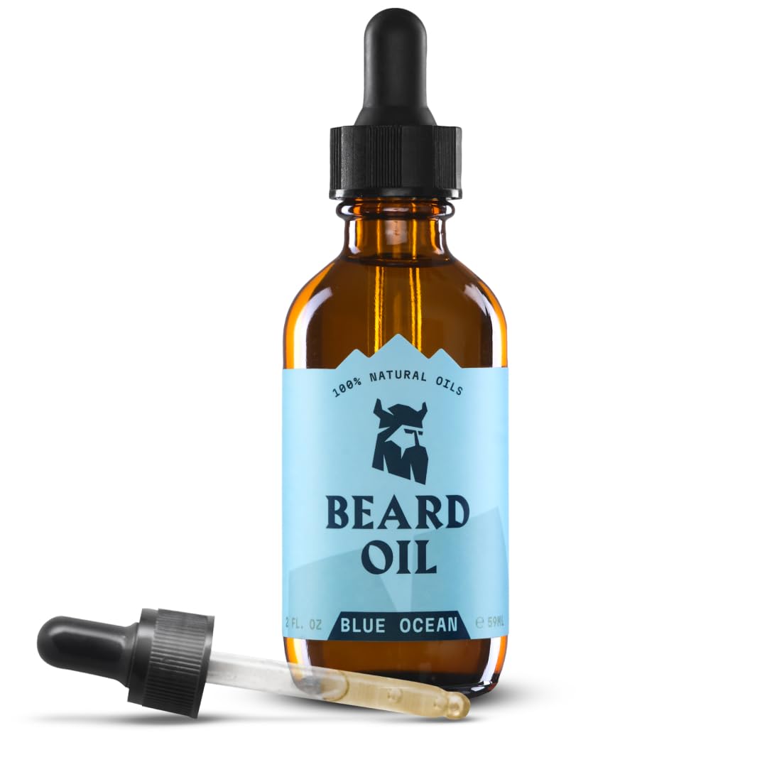 Viking Beard Oil - Naturally Derived Conditioner for Beard Growth & Softening | 2 Fl Oz, Blue Ocean