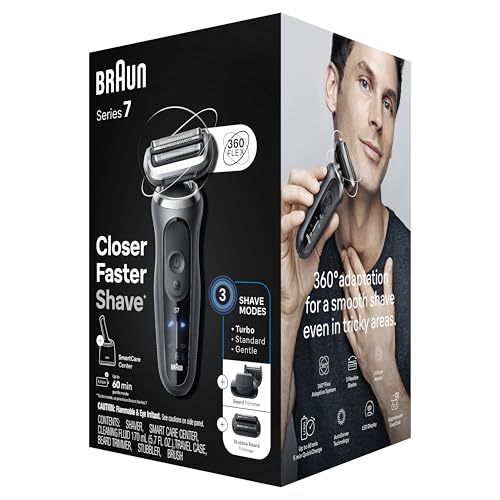 Braun Electric Shaver for Men, Series 7 7185cc, Waterproof, Wet & Dry Shave, Shaving Kit with SmartCare Center and Beard Trimmer, 3 Shave Modes, 60 Minute Battery Runtime, 10 Piece Set