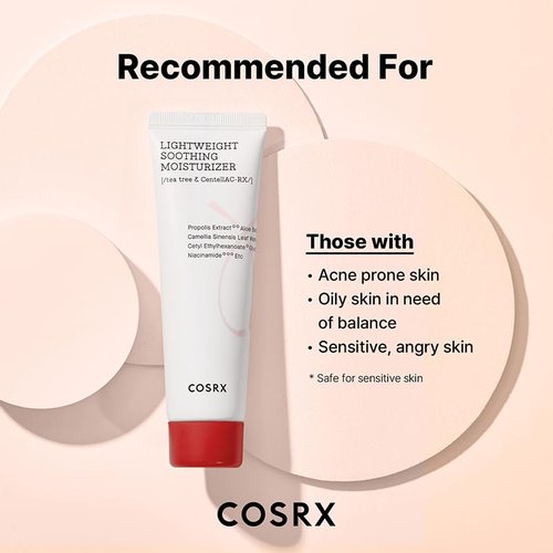 COSRX AC Collection Lightweight Soothing Moisturizer, 80ml / 2.70 fl.oz | Aloe Vera Leaves Extract 71.2% | Animal Testing Free, Paraben Free