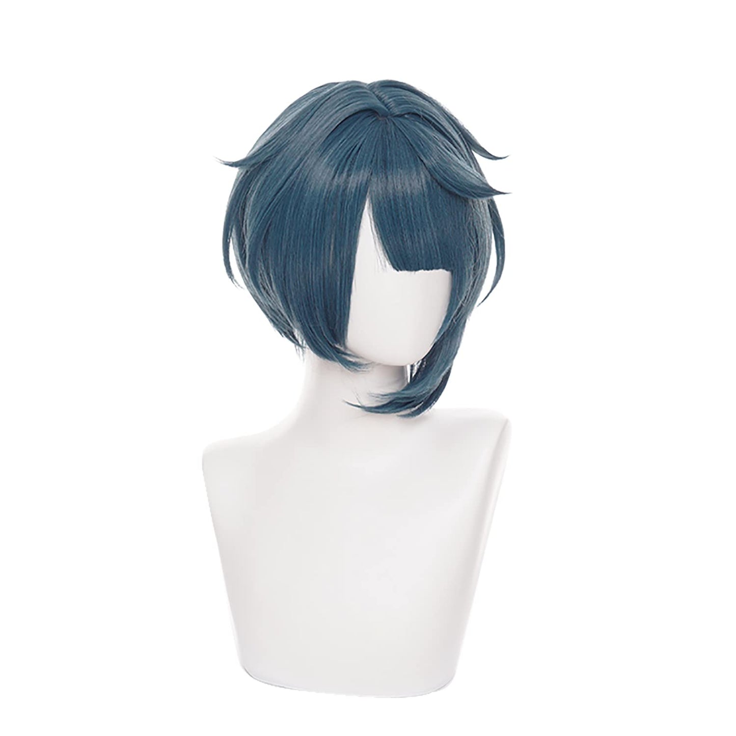 MoeLoli Xingqiu Cosplay wig for Genshin Impact Short Green Costume Hair Wig Anime Synthetic Hair Wigs with Bangs Halloween wig (Xingqiu)