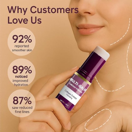 Cemenrete Multi-Balm - Collagen Extract Hydrating Stick for Face, Eyes & Neck - Anti-Aging Formula, Purple, 9g/0.32oz