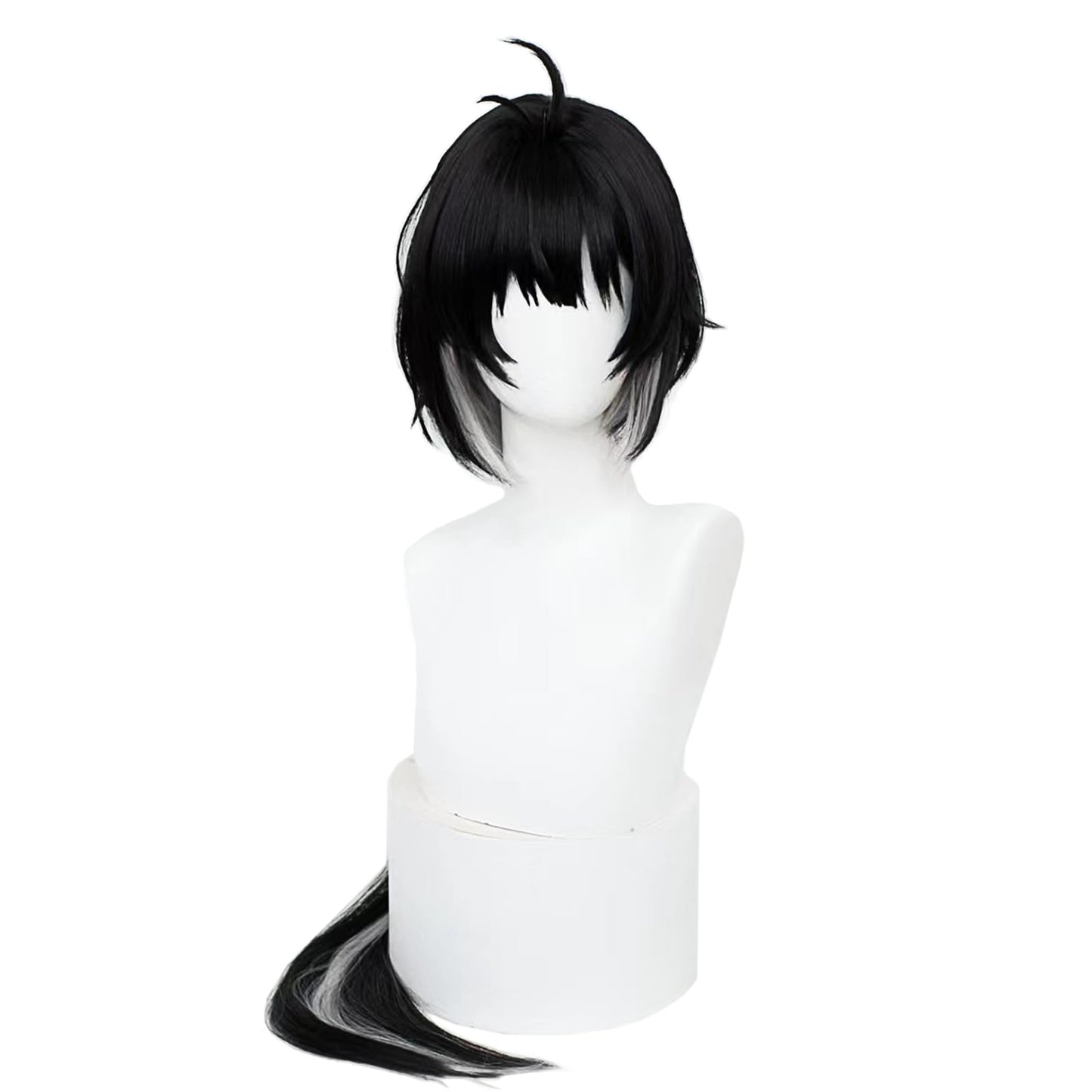 XiongXiongLe Drifter Cosplay Wig Wuthering Waves Character Costume Long Straight Black Mixed White Hairs Wigs with One Braid for Women Adult Cos Anime Game Party Halloween Christmas(Drifter)