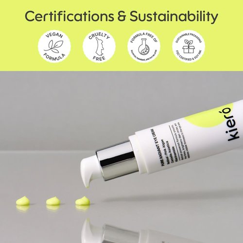 Kiero Pure Radiant Eye Cream - Lightweight, Fast-Absorbing Formula for Puffiness & Dark Circles - Vegan Moisturizer with Niacinamide (0.85 fl oz)