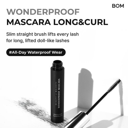BOM COSMETICS Wonderproof Mascara - Long & Curl Formula in Super Black, 0.28 oz.
