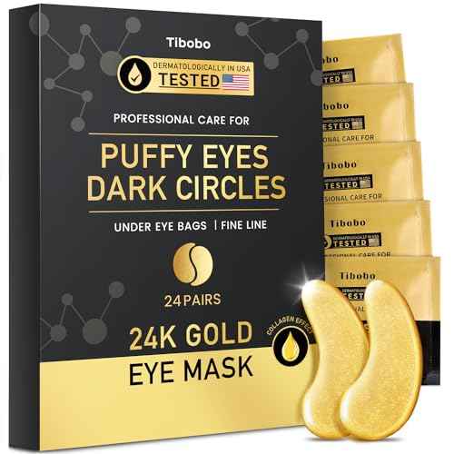 Under Eye Patches (24 Pairs) - 24K Gold Eye Masks Enriched with Abundant Collagen | Diminish Dark Circles and Puffiness | Anti-Aging, Smooth Fine Line, Nourish Skin - Gifts for Women Skin Care