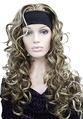 Wiginway 3/4 Band Headband wig Women's Brown Mixed Color Long Curly Wigs for Women ladies