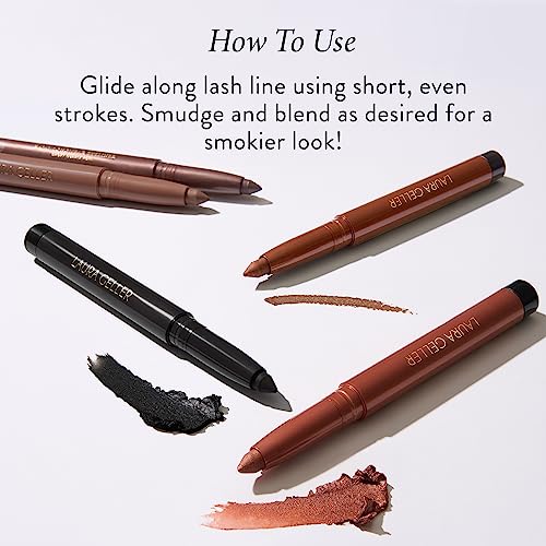 LAURA GELLER NEW YORK Kajal Longwear Kohl Eyeliner Pencil - Khaki Kohl - Caffeine and Vitamin E - Smooth & Blendable Liner - Built-In Sharpener