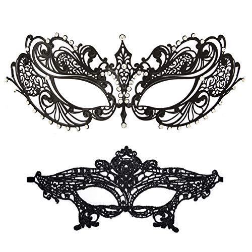 MYMENU Masquerade Mask for Women Shiny Rhinestone Venetian Party Prom Ball Metal Mask (Butterfly)