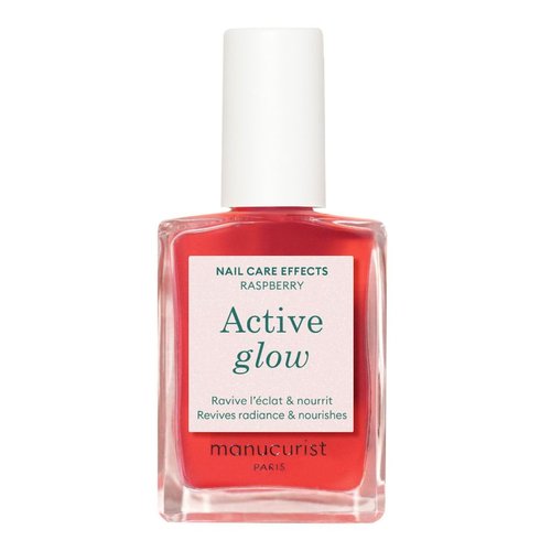 Manucurist Active Glow Raspberry Nail Polish & Care - Ultra-Glowy 2 in 1 Nail Concealer & Care - Plant-Based Ingredients: Sweet Almond Oil, Raspberry - Gifts for Women - Gifts for Her