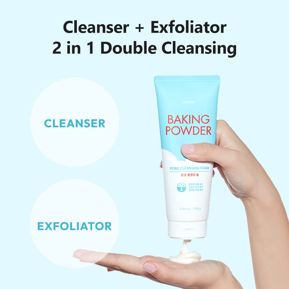 ETUDE Baking Powder Face Wash - Deep Cleansing Foam for Gentle Exfoliation | Korean Skin Care (5.64 oz)