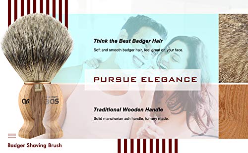 Anbbas Badger Hair Shaving Brush with Wooden Handle Stainless Steel Shaving Stand and Shaving Soap Bowl for Men Wet Shave