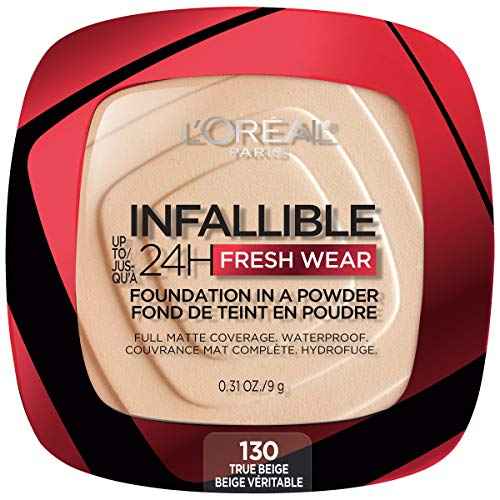 L'Oreal Paris Makeup Infallible Fresh Wear Foundation in a Powder, Up to 24H Wear, Waterproof, True Beige, 0.31 oz.