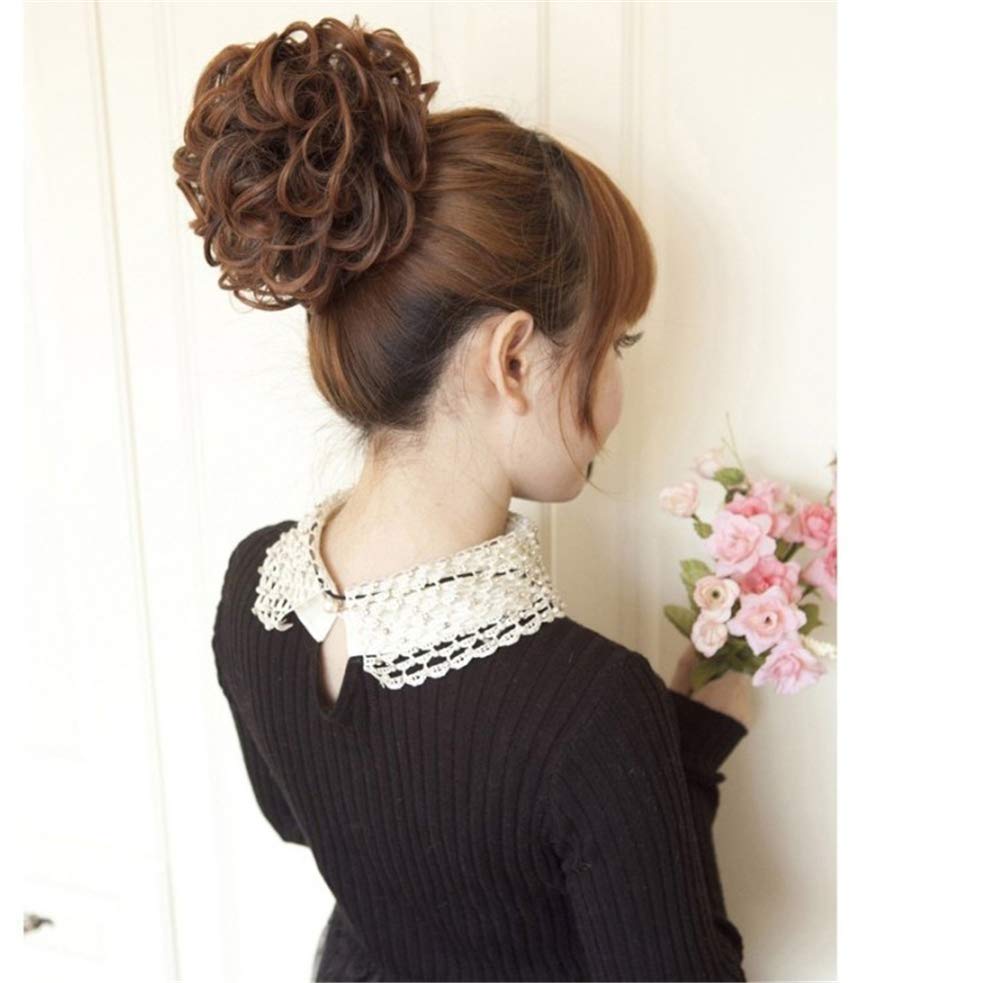 Aimeely Women's Curly Messy Chignon Hairpieces Synthetic Hair Bun Extensions Natural Black