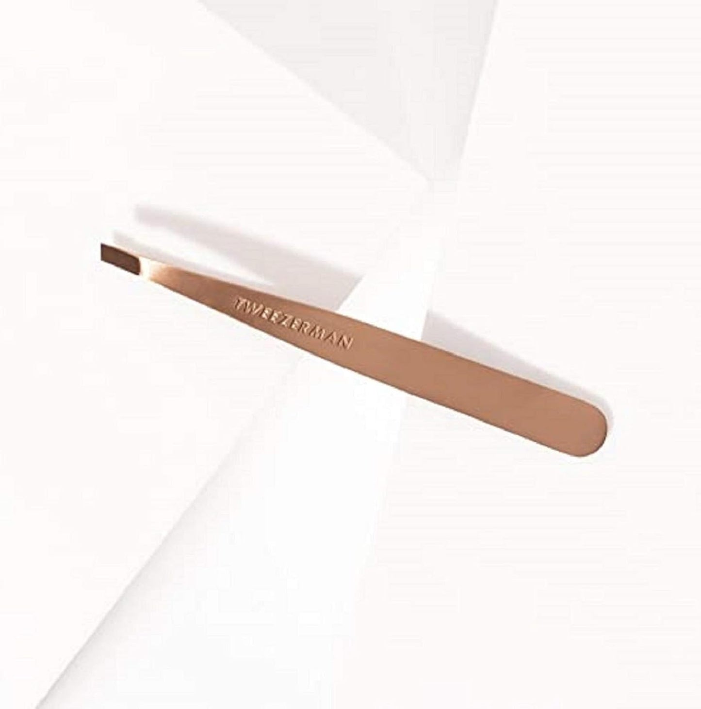Tweezerman Stainless Steel Slant Tweezer - Eyebrow Tweezers for Women and Men (Rose Gold)