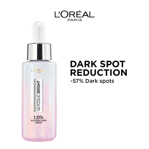 L'Oreal Paris Brightening Serum - 1% Glycolic Acid & 2% Niacinamide for Even Skin Tone | 15ml (0.52 oz)