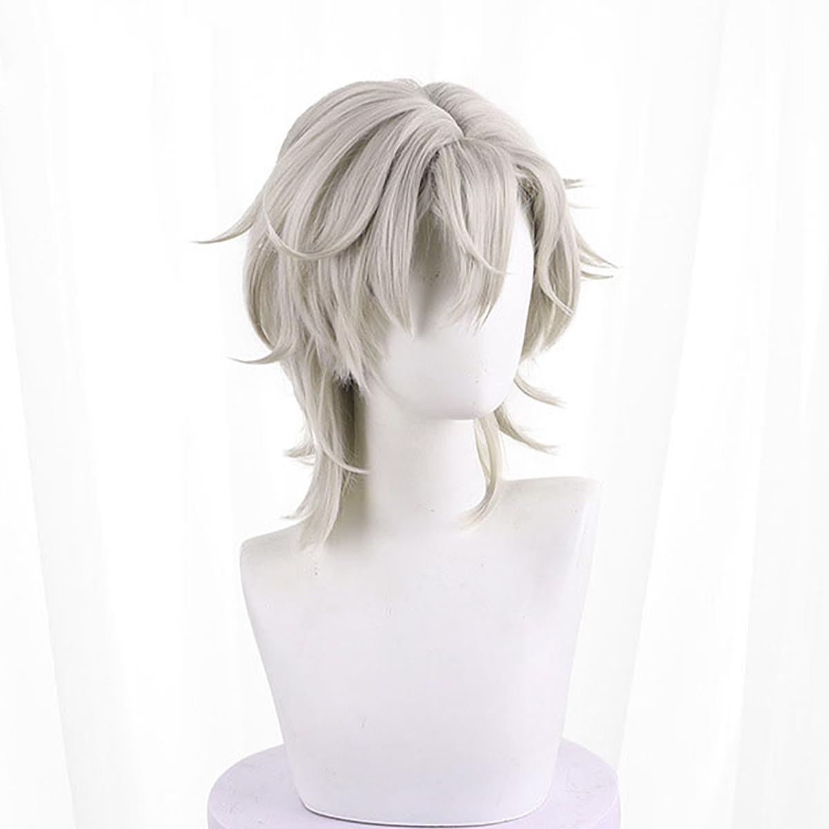 XiongXiongLe Honkai Star Rail Aventurine Cosplay Wig Men's Costume Light White Upturned Bangs Short Hair Wigs for Boys Cos Party Halloween Christmas Comic Con(Aventurine)