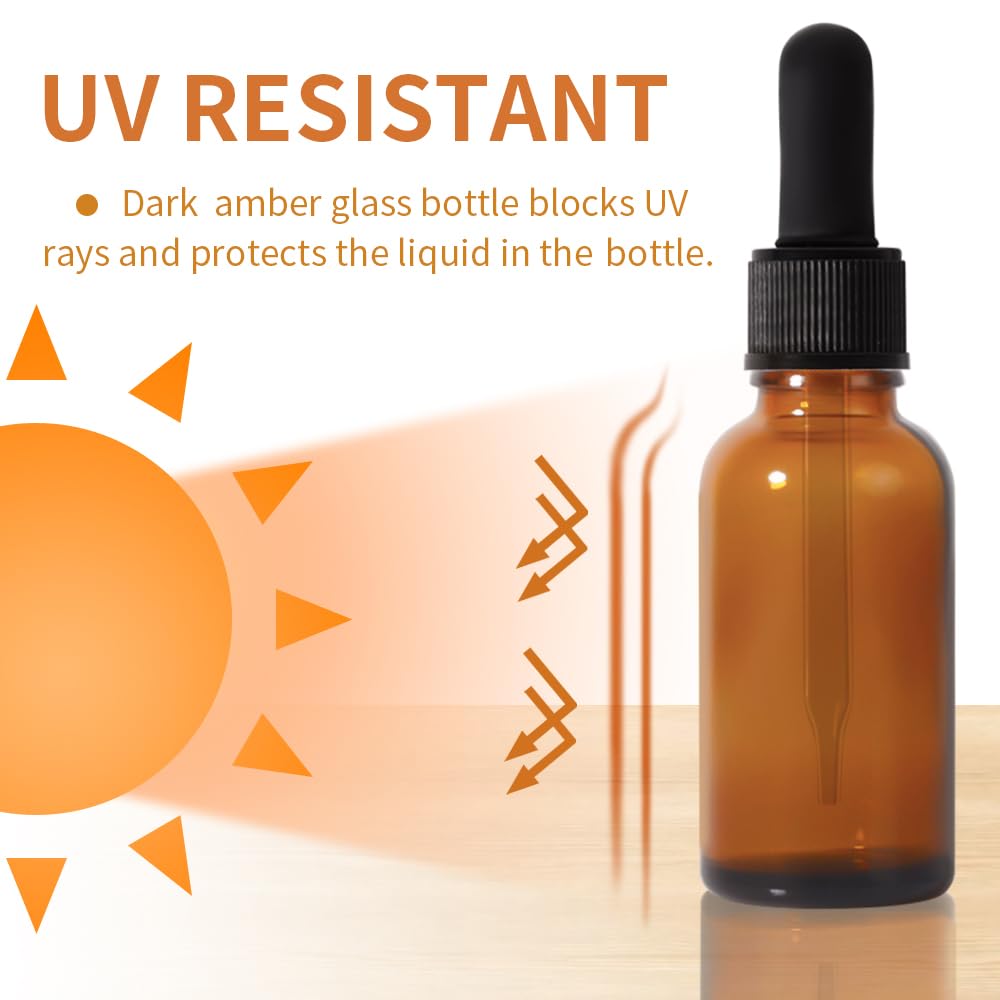 Stellacare 1oz, 24P Dropper Bottle Oil Bottles for Hair Leak-proof Travel Bottles Tincture Bottles with Dropper Glass Dropper Bottles