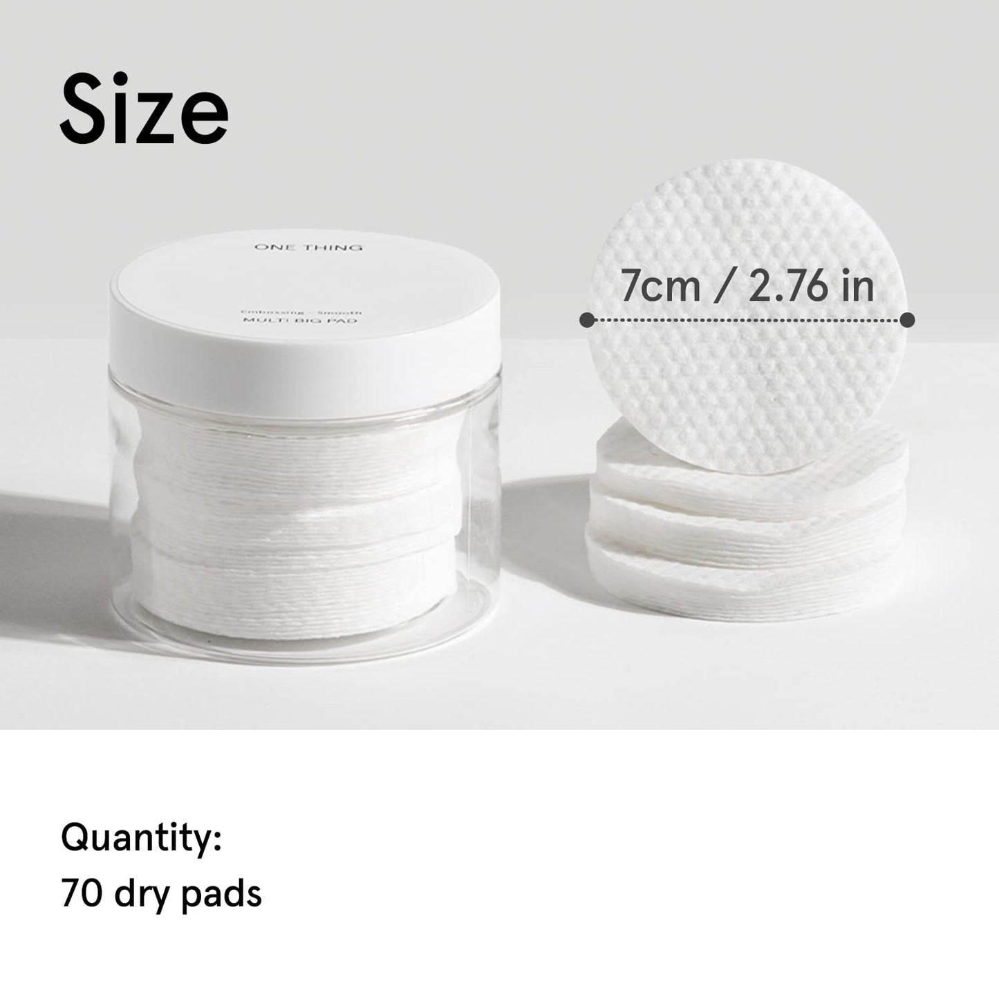 ONE THING Multi Big Pads 70 PCS | DIY Dry Toner Pads, Large Size Exfoliating Soft Lightweight Cotton Face Rounds | Daily Travel Size Refill No Lint Double Sided | Korean Skin Care
