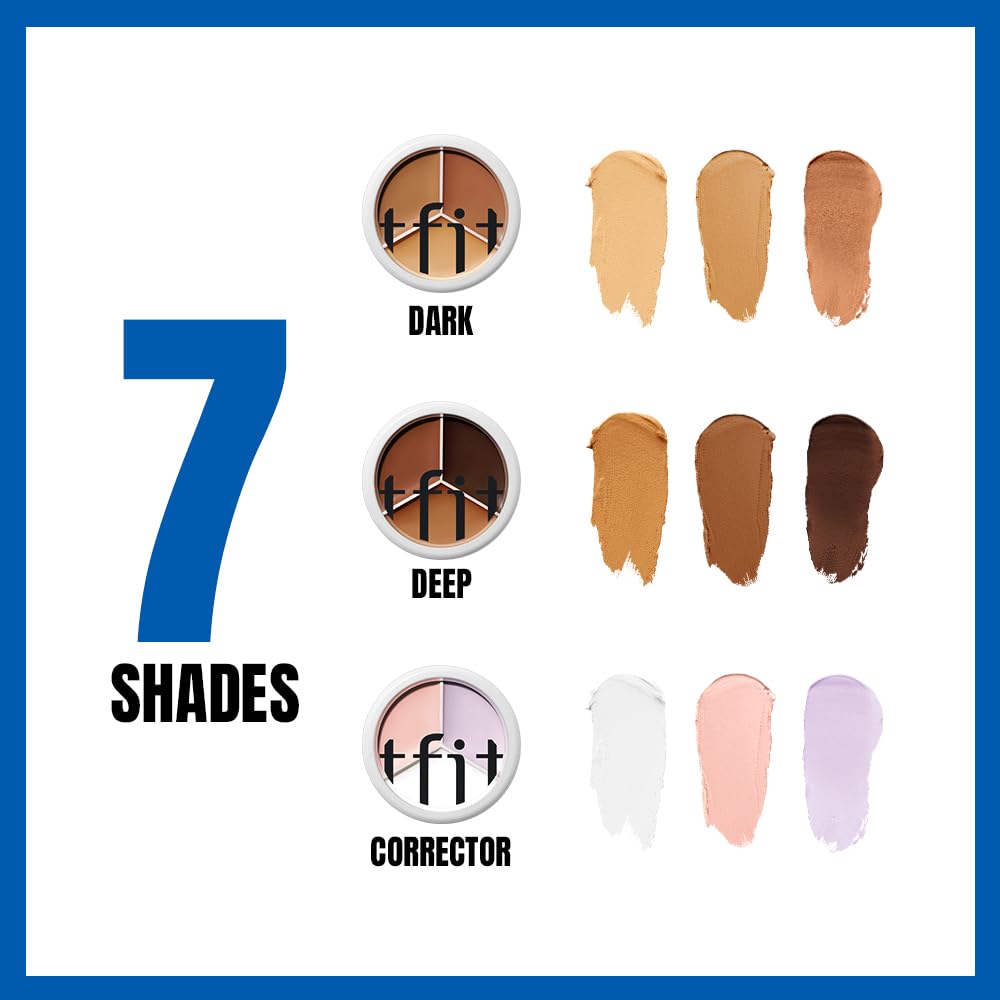 TFIT Multi-Use Pot Concealer - High-Pigmented Triple Palette | Full Coverage & Crease-Proof | 01 Neutral, 0.52 Oz