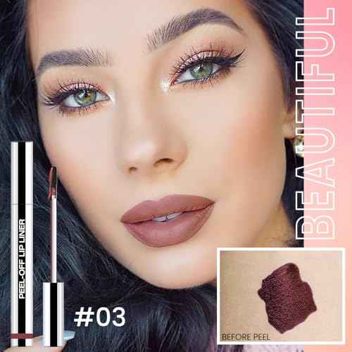 Matte Lip Gloss Stain-Peel Off Lip Liner Tattoo, Brownish Red Lip Tint£¬Long Lasting Peel Off Lip Stain, Waterproof Transfer-proof Lip Mask Lip Liner Peel Off Lip Gloss,Stayn Lip Makeup. #03