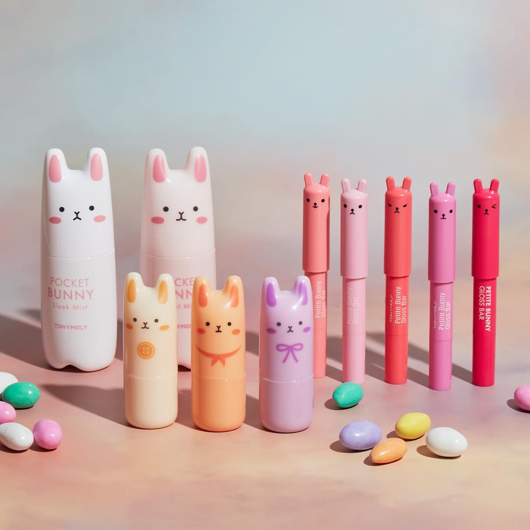 TONYMOLY Petit Bunny Lip Gloss Set - Hydrating Korean Lip Crayons with Vitamin E | 3 Pack for Easter Gifts