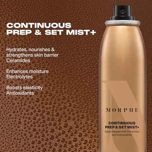 Morphe Continuous Prep & Set Setting Spray - Hydrating Setting Spray for Makeup & Skin Prep - Enriched with Ceramides and Antioxidants for a Radiant Finish (2.8 oz)