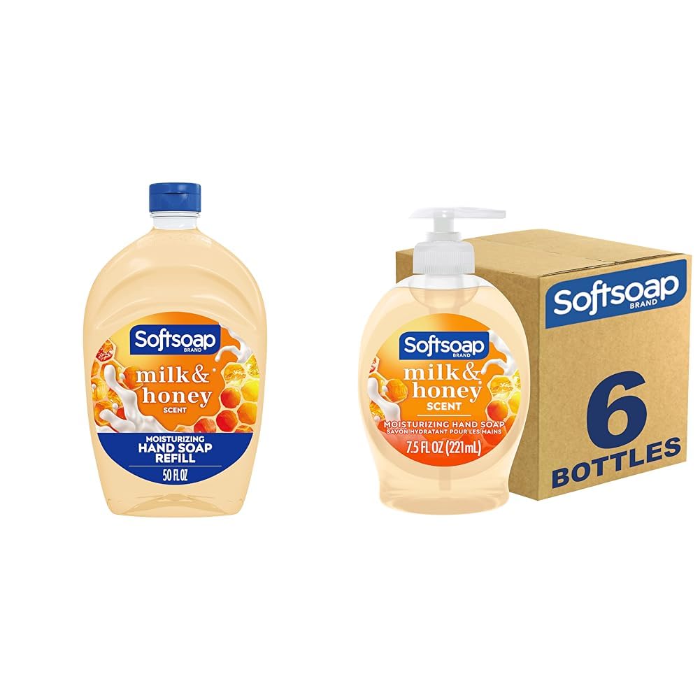 Softsoap Liquid Hand Soap Refill - Milk & Honey Scented, Moisturizing, 50 Ounce | Pack of 6