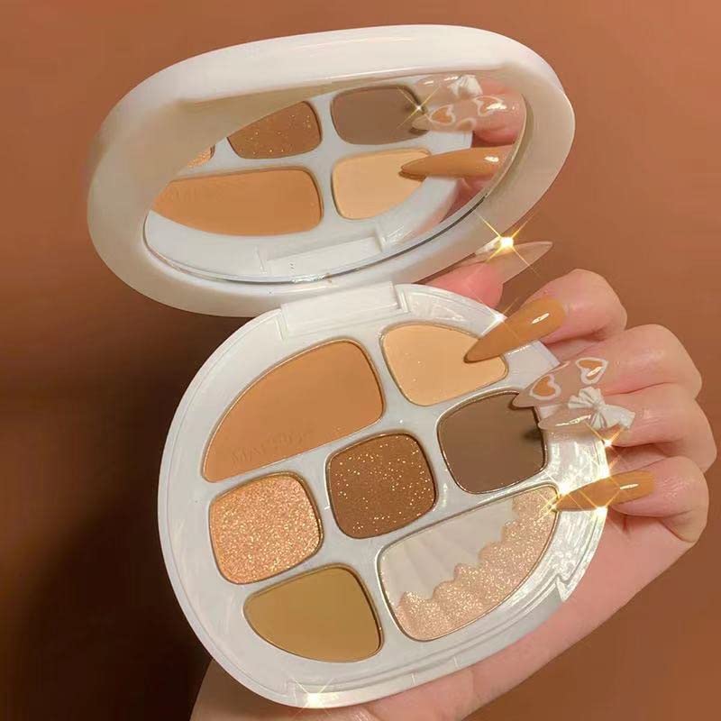 Vansonly 8 Colors Eyeshadow Palette, Multi Finishes Shimmer Reflective Matte Glitter Pressed Pearls, Velvety Texture High Pigmented Waterproof Long Lasting Makeup (Brown)