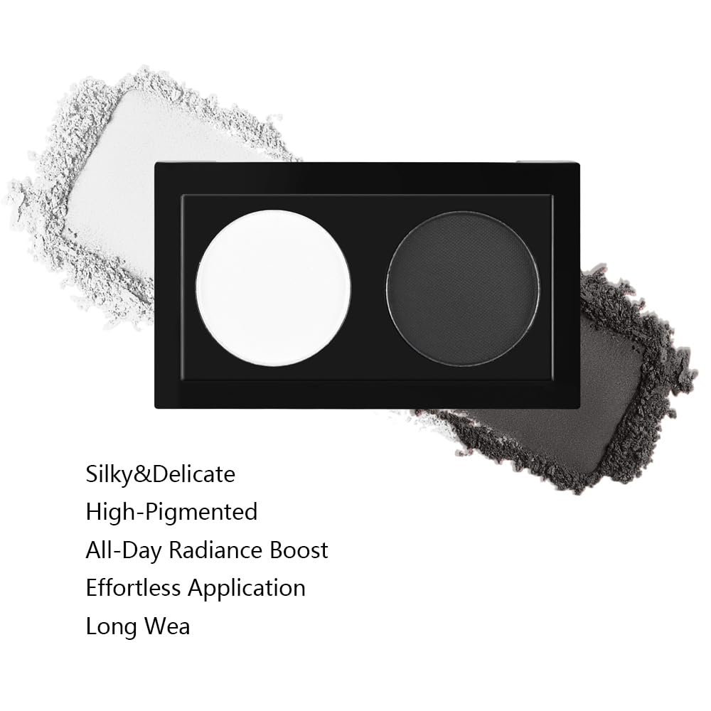 Skiennix Duo Eye Shadow Powder - White & Black Matte Palette for Daily Looks | Highly Pigmented & Blendable