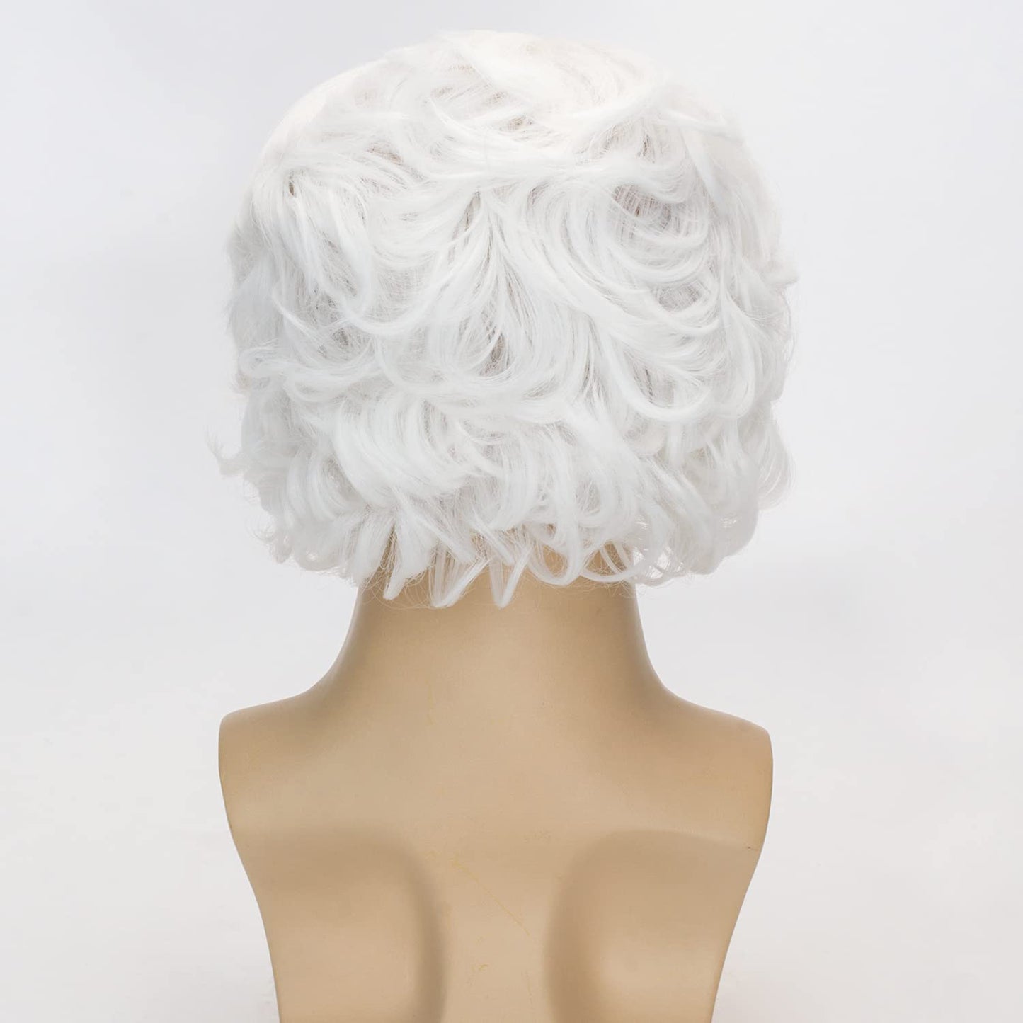 FALAMKA Old Men Wig Bald Wigs Fluffy Short White Wig Halloween Costumes Cosplay Wigs