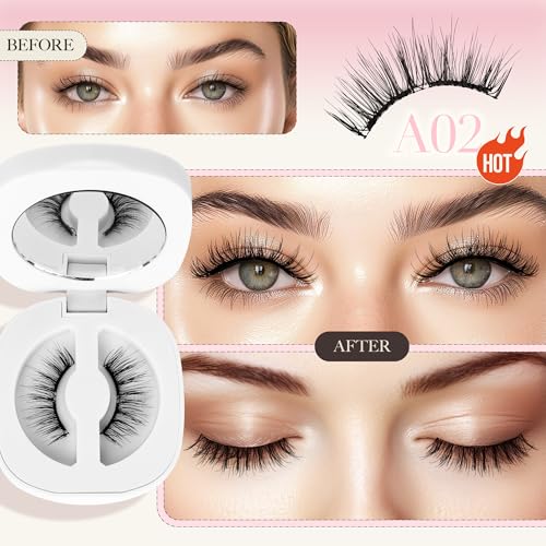 LASHVIEW Upgrade Magnetic Eyelashes with Applicator Reusable Soft Magnetic Eyelashes Natural Look No Glue Needed Magnetic Eyelashes Magnetic Lashes Kit Easy to Wear and Remove(A02)