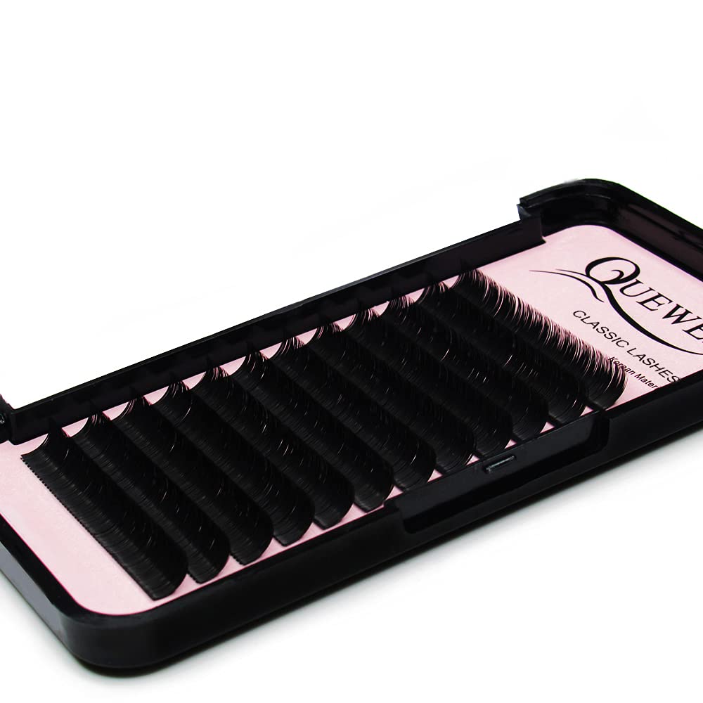 QUEWEL Eyelash Extensions 0.03mm D Curl 10mm Supplies Matte Black Individual Eyelashes Salon Use|0.03/0.05/0.07/0.10/0.15/0.20mm C/D Single 8-18mm Mix 8-15mm/10-15mm|（0.03 D 10mm）