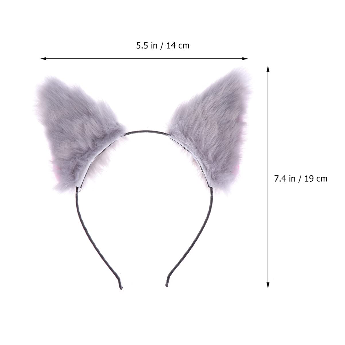 PartyKindom Cat Headbands Cute Accessories Headwear Ear Animal Girls Headdress Fur Head Band Prom Headband Animals Child Goth White Cartoon Adult Furry Grey Outfits Cosplay Hoop Dress