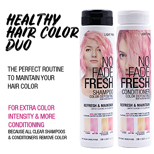 NO FADE FRESH Light Pink Color Depositing Conditioner - Semi Permanent Hair Color with BondHeal Bond Rebuilder - Pink Hair Dye - Deep Conditioner Hair Mask 6.4 oz